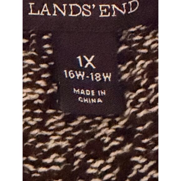 Lands’ End Women’s 1X Black White Marled Button-Front Cardigan - Picture 5 of 6